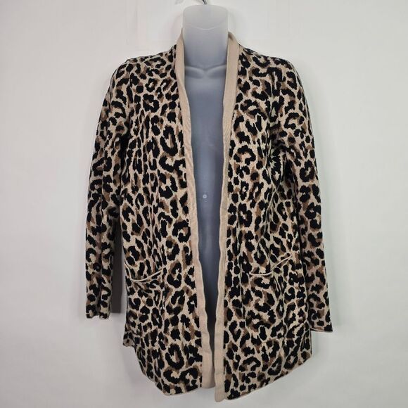 J. Crew Factory Leopard Print Open Front Cardigan Sweater - Picture 5 of 13